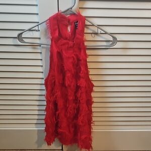SHEIN Red Feathered Top